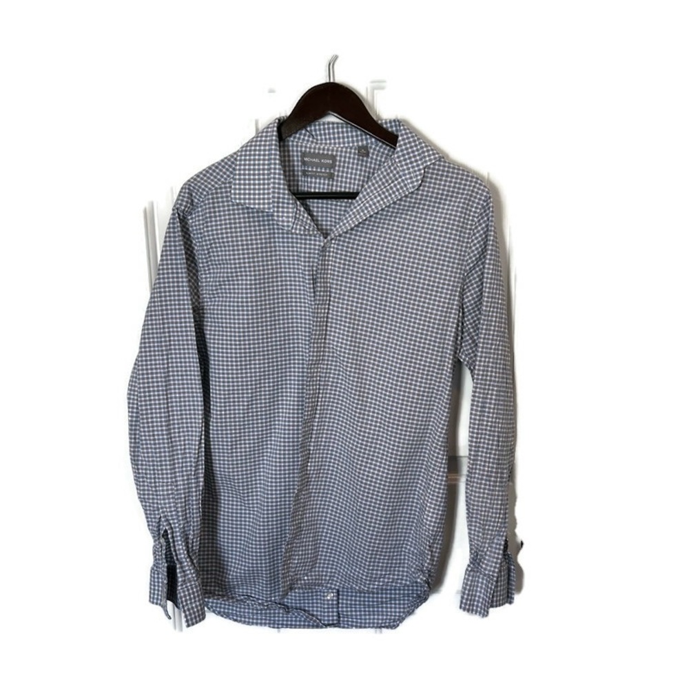 Michael Kors Blue Gingham Button-Up Shirt 16